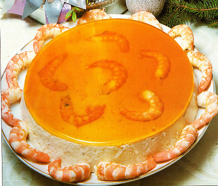 Espuma de merluza con langostinos