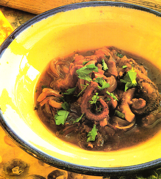 Estofado de pulpo al vino tinto