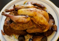 Faisán con hígados de pato
