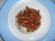 Fajita de Cerdo con arroz