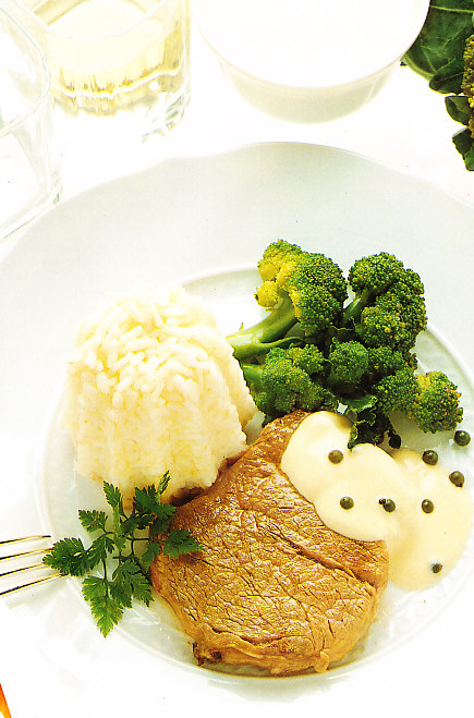 Filete de buey a la pimienta verde