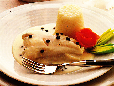 Filetes de lenguado a la pimienta verde