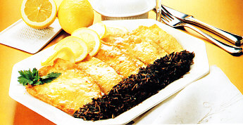 Filetes de lenguado al vino blanco con Arroz Salvaje