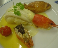 Filetes de lenguado con cigalas al cava
