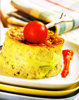 Flan caliente de lechuga y queso