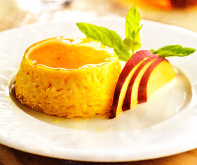 Flan de melocotón