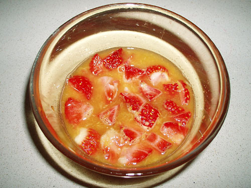 Fresas con zumo de naranja
