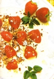Fresas en salsa de helado