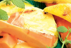 Frutas a la barbacoa al aroma de caramelo
