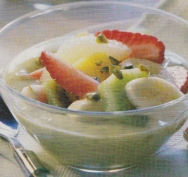 Frutas con mousse de pistachos