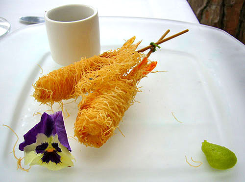 Gambas con fideos