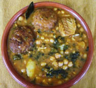 Garbanzos con butifarras y morcillas