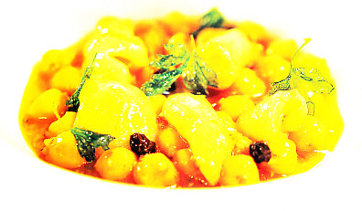 Garbanzos, tripa de bacalao y pasas
