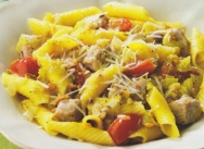Garganelli con pistachos y atún