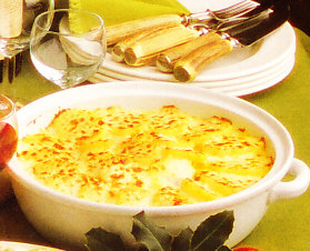 Gratinado de patatas y salmón