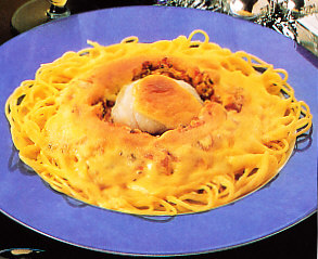 Gratinado de rape con espaguetis