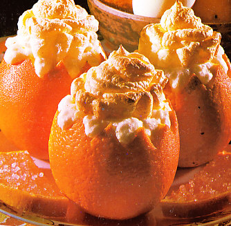 Helado de naranja en su piel