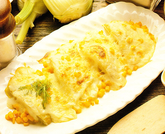 Hinojo y maíz gratinados