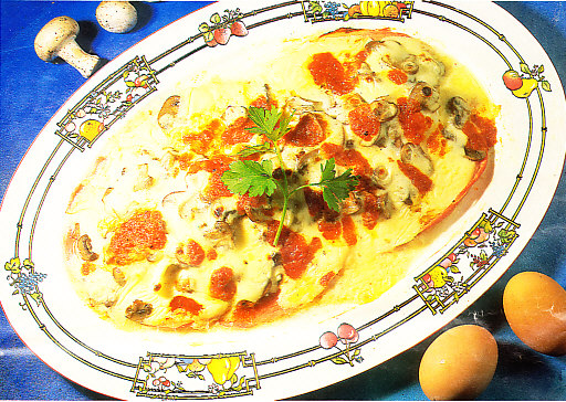 Huevos con champiñones