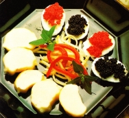 Huevos de codorniz con langosta