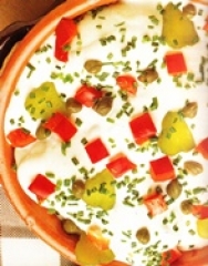 Huevos duros con salsa