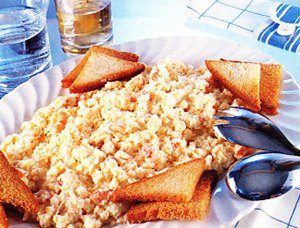 Huevos revueltos con gambas