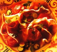 Jamón con tomates asados