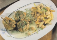 Jamoncitos de pollo con ajo, perejil y vinagre
