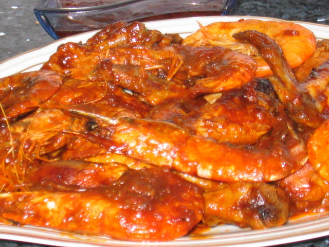 Jamoncitos de pollo con gambas