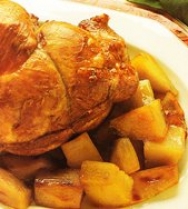 Jarrete de ternera con patatas dulces glaseadas