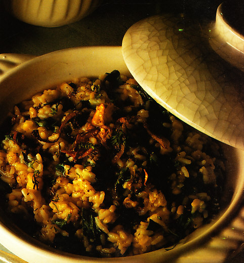 Khichri con lentejas y espinacas