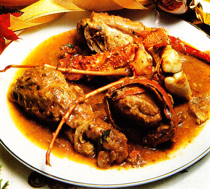 Langosta con pollo