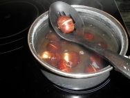 Las castañas en agua caiente