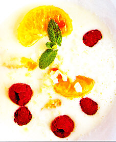 Leche de tomillo con mandarina y manzana