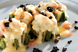 Lechuga asada con salmón