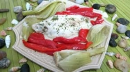 Lenguados al vapor al aroma de salvia con pimientos