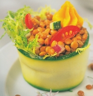 Lentejas en ensalada con espuma de sobrasada mallorquina