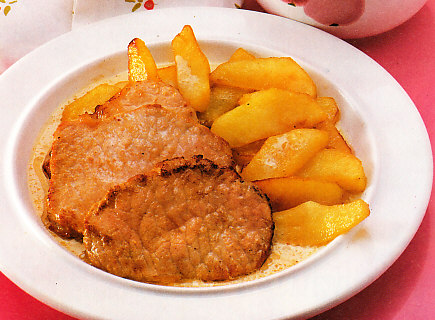 Lomo con manzanas
