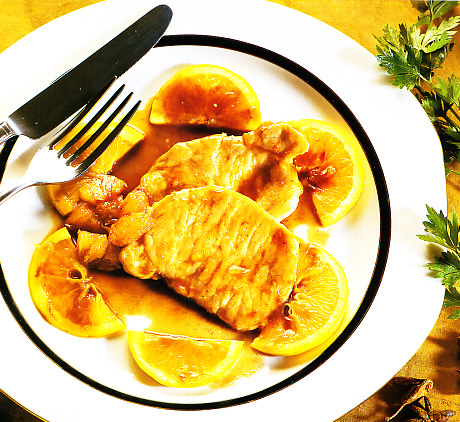 Lomo de cerdo a la naranja al microondas