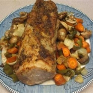Lomo de cerdo asado con hortalizas