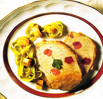Lomo de cerdo con salsa de puerros