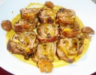 Lomo de cerdo con setas y verduras