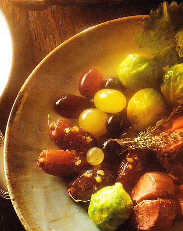 Lomo de conejo con coles de Bruselas