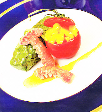 Lomo de lubina, soufflé de cigalas y emulsión de aceite virgen