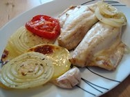 Lubina a la cebolla