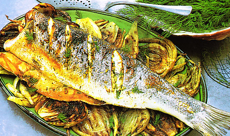 Lubina al horno con hinojo
