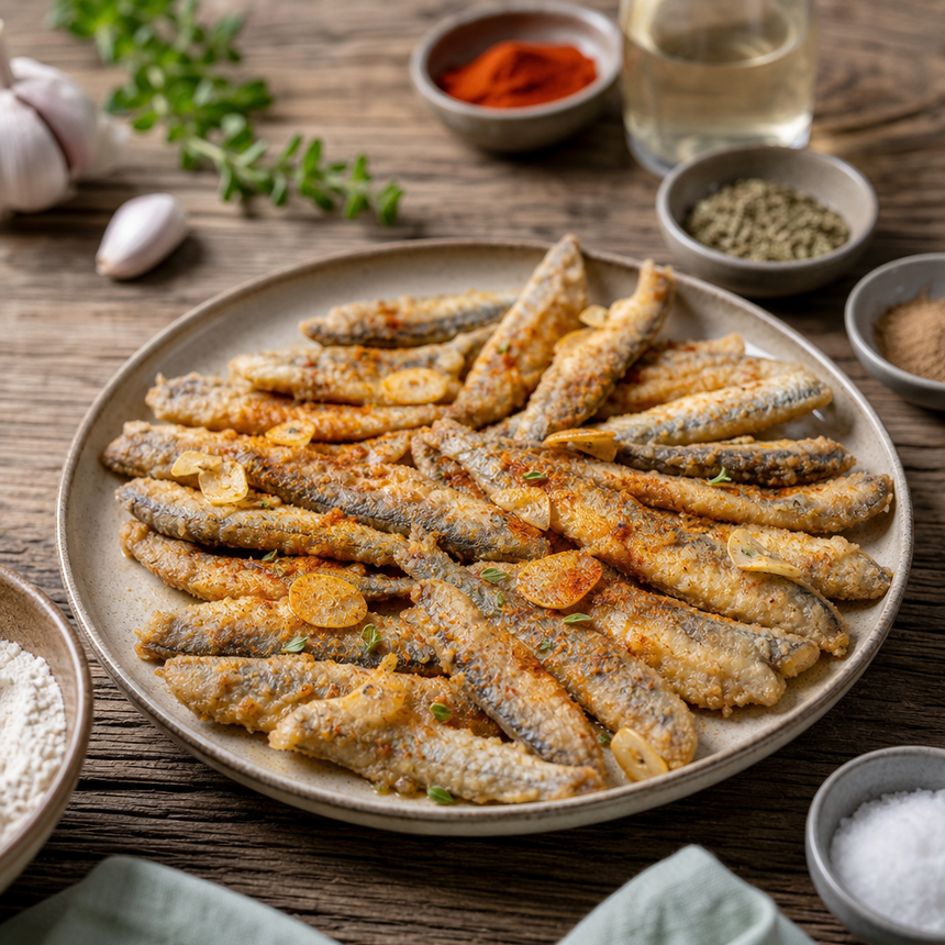 Boquerones en adobo crujientes
