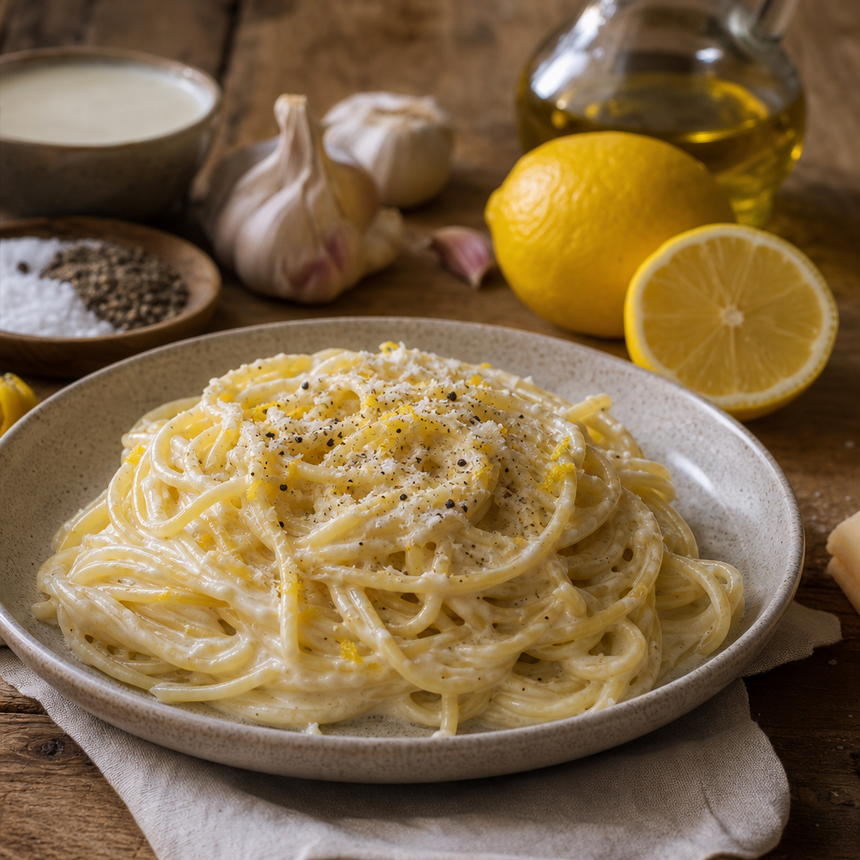 Espaguetis a la Crema de Limón