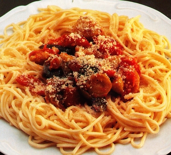 Espaguetis con sanfaina