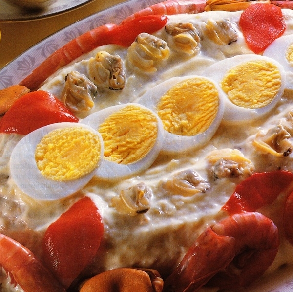 Pastel de patata, pescado y marisco